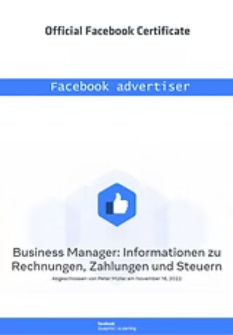 Zertifikat: Business Manager: Rechnungen, Zahlungen und Steuern
