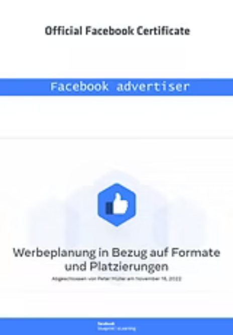 Zertifikat: Werbeplanung in Bezug auf Formate und Platzierungen